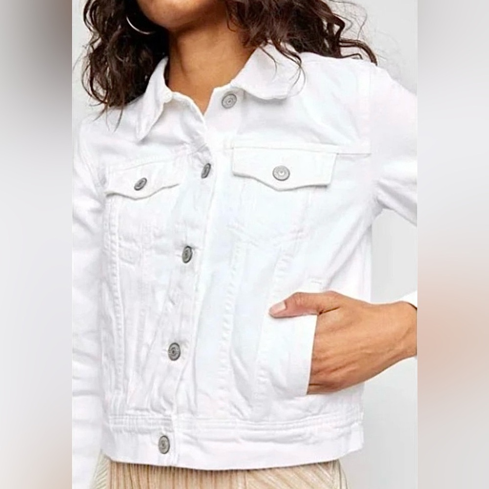 Free People Rumors Denim Jacket Optic White Size M - Picture 2 of 13